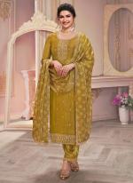 Silk Georgette Mustard Festival Wear Embroidery Work Straight Suit